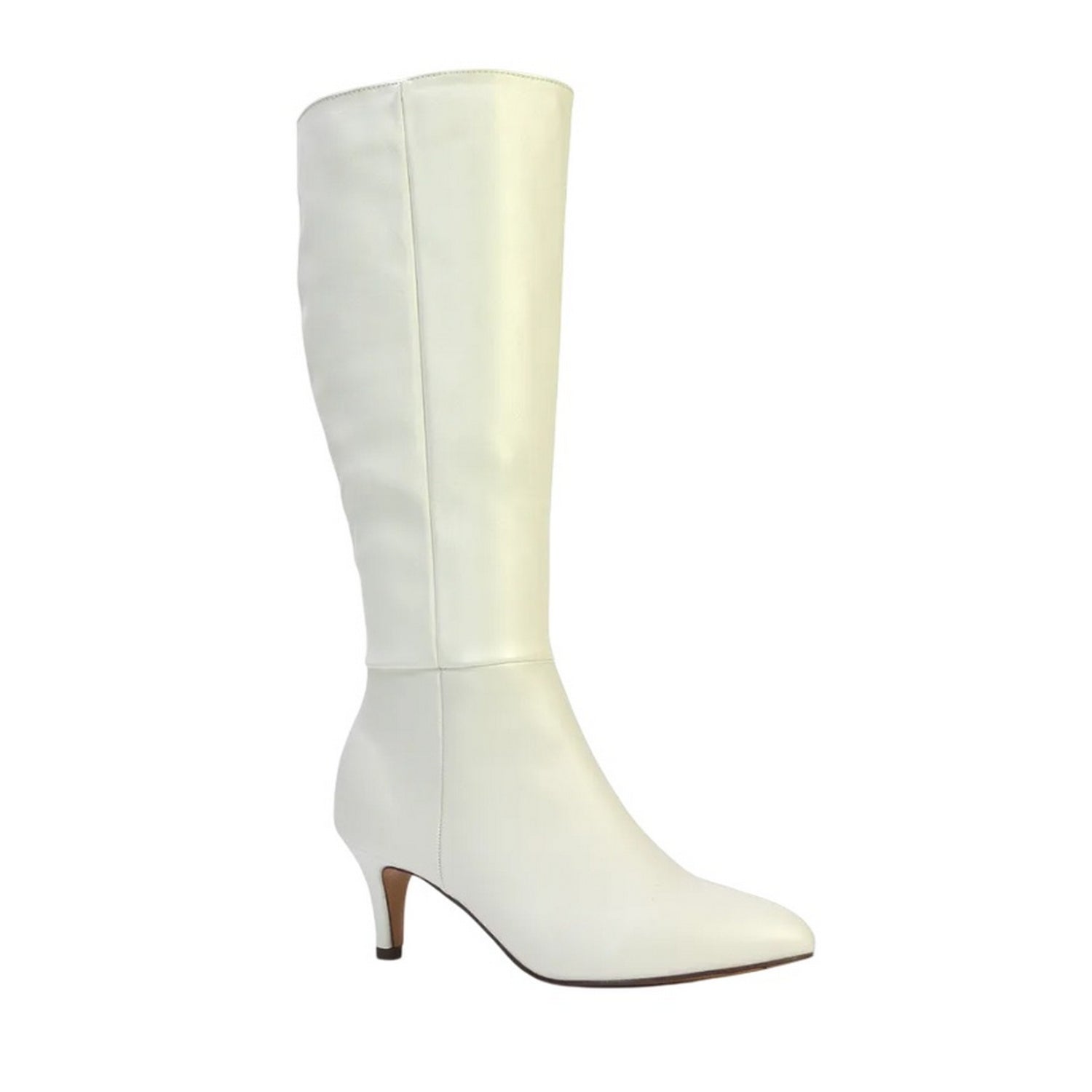 White - Side - XY London Womens-Ladies Coby Pointed Mid Stiletto Knee-High Boots