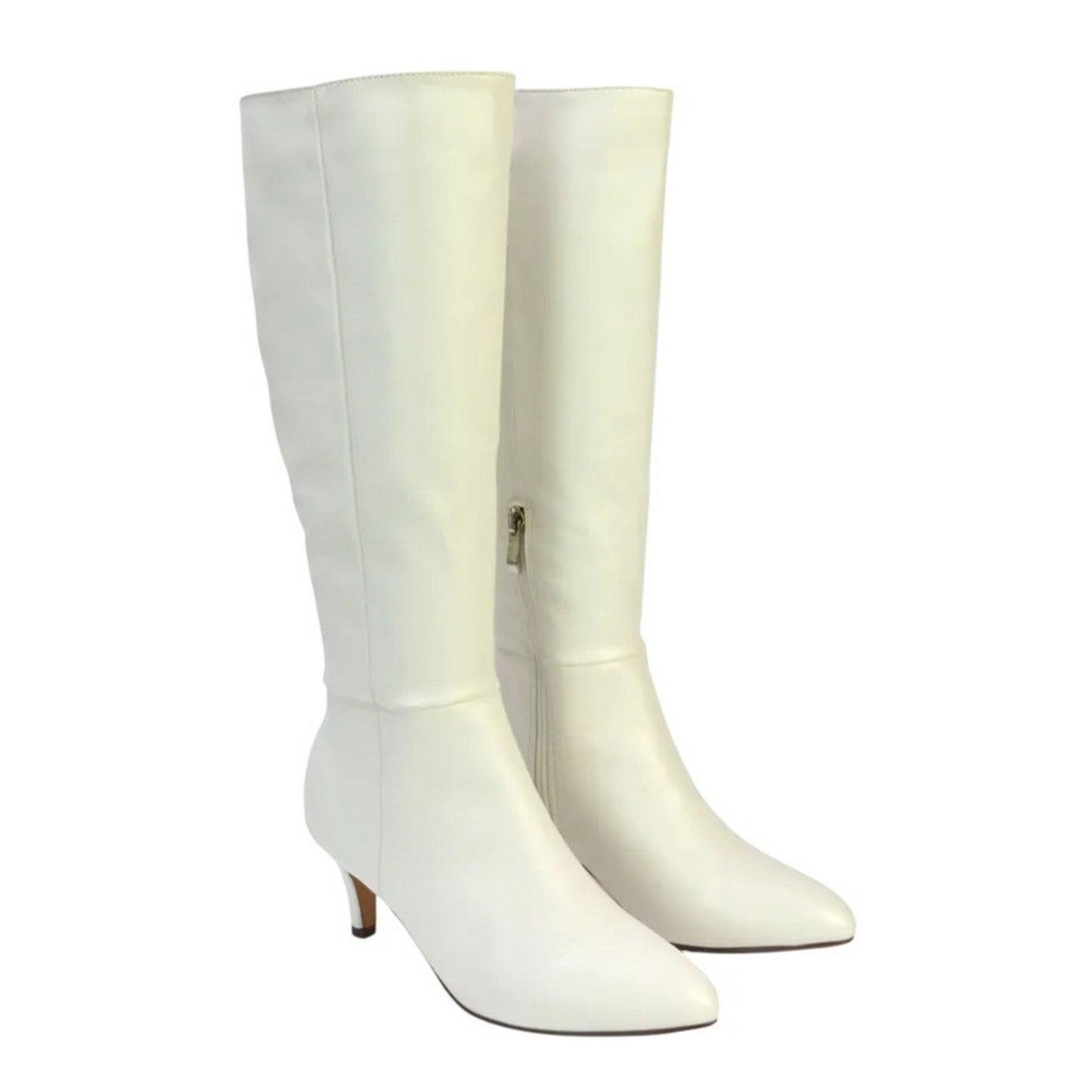 White - Front - XY London Womens-Ladies Coby Pointed Mid Stiletto Knee-High Boots
