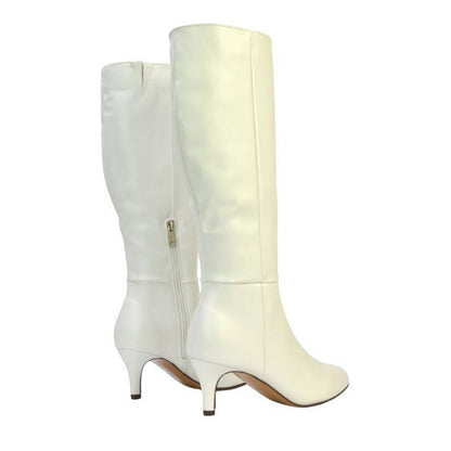 White - Back - XY London Womens-Ladies Coby Pointed Mid Stiletto Knee-High Boots