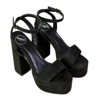 Jet Black - Front - XY London Womens-Ladies Jayce Chunky Square Toe High Block Heel Platform Shoes