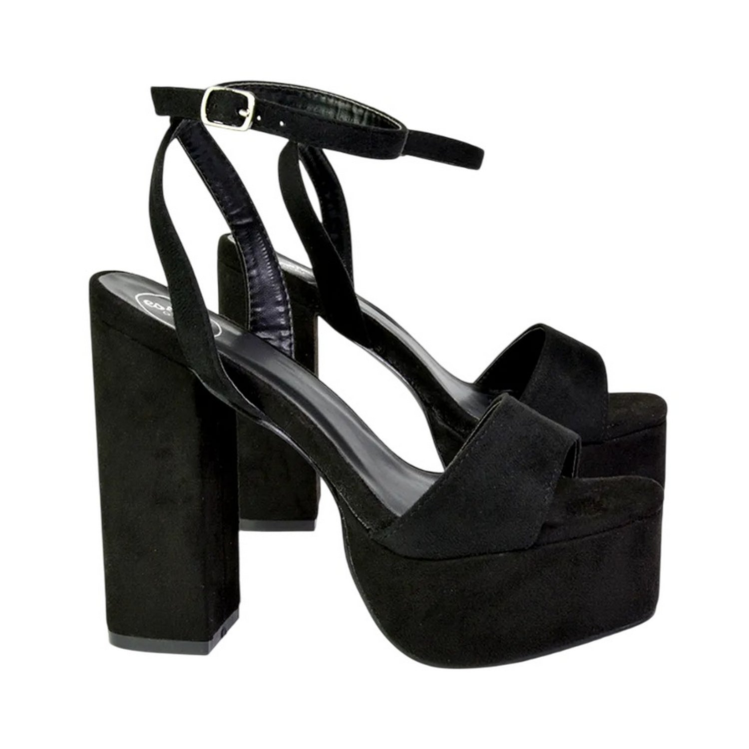 Jet Black - Lifestyle - XY London Womens-Ladies Jayce Chunky Square Toe High Block Heel Platform Shoes