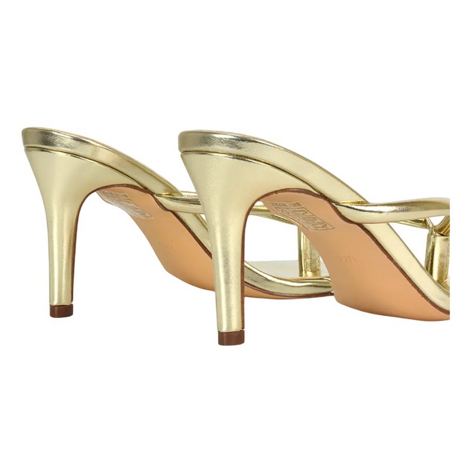 Metallic Gold - Back - XY London Womens-Ladies Celina Metallic Toe Post Slip-on Stiletto Heel Sandals