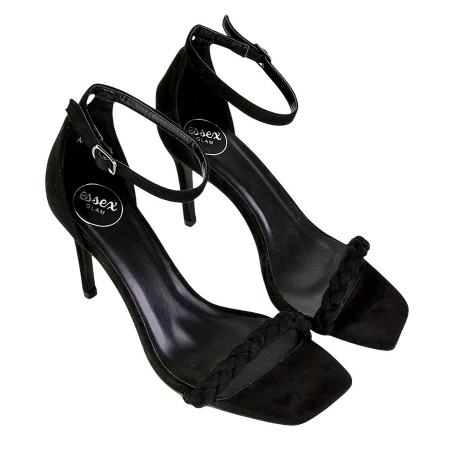 Jet Black - Front - XY London Womens-Ladies Brookes Square Toe High Stiletto Heel Sandals