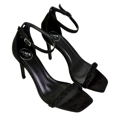 Jet Black - Front - XY London Womens-Ladies Brookes Square Toe High Stiletto Heel Sandals
