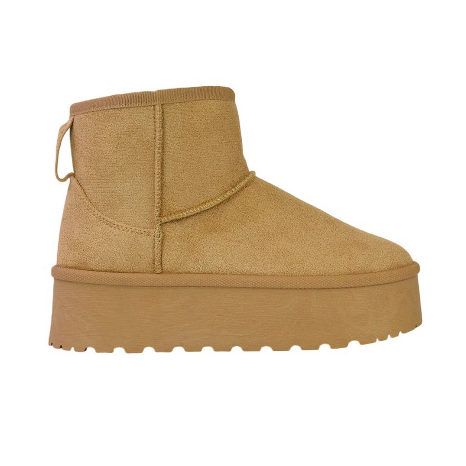 Beige - Side - XY London Womens-Ladies Evalyn Faux Fur Lined Platform Ankle Boots