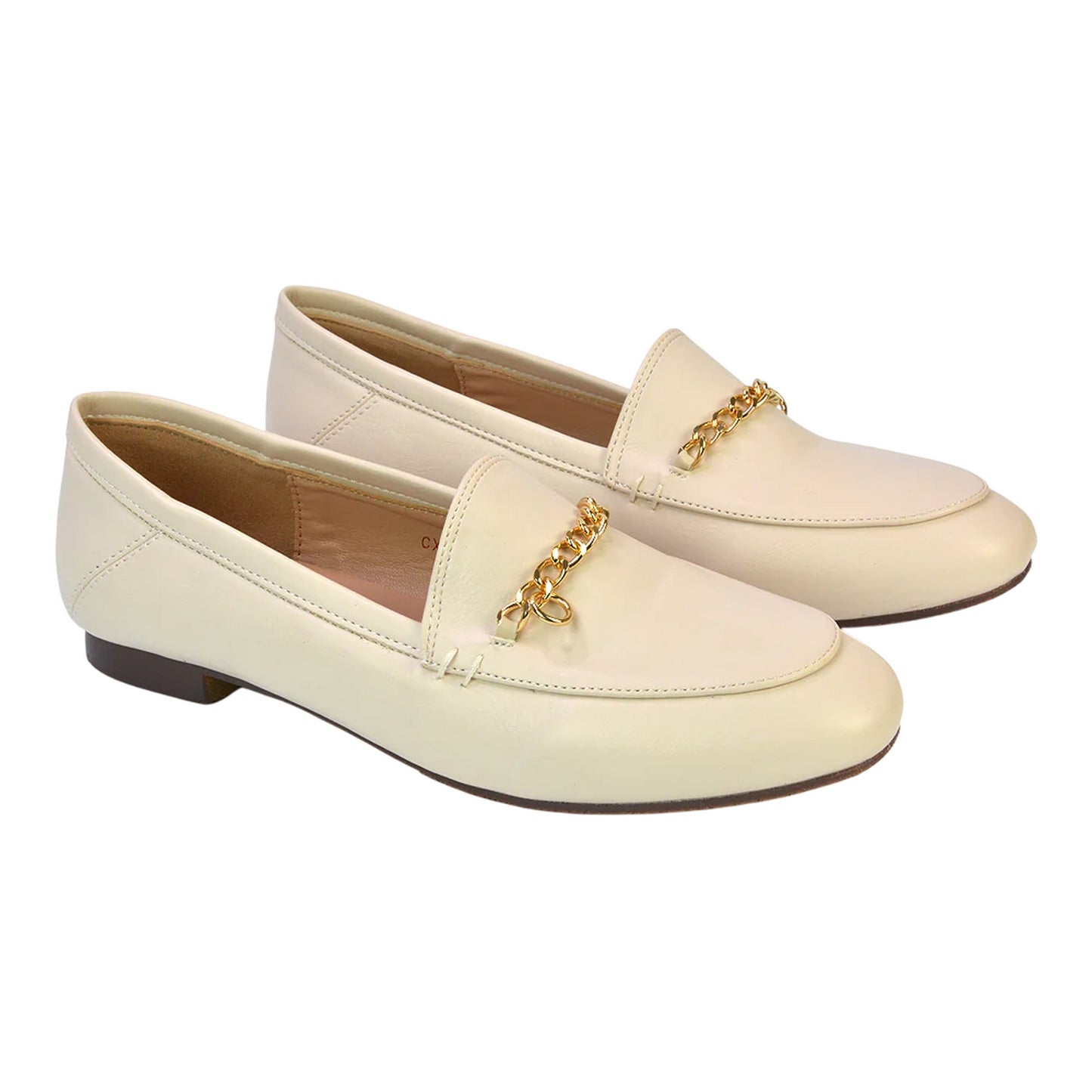 Nude - Front - XY London Womens-Ladies Tessah Chain Detail Flat Loafers