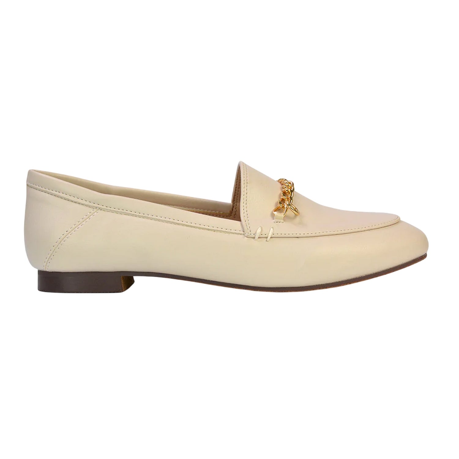 Nude - Side - XY London Womens-Ladies Tessah Chain Detail Flat Loafers