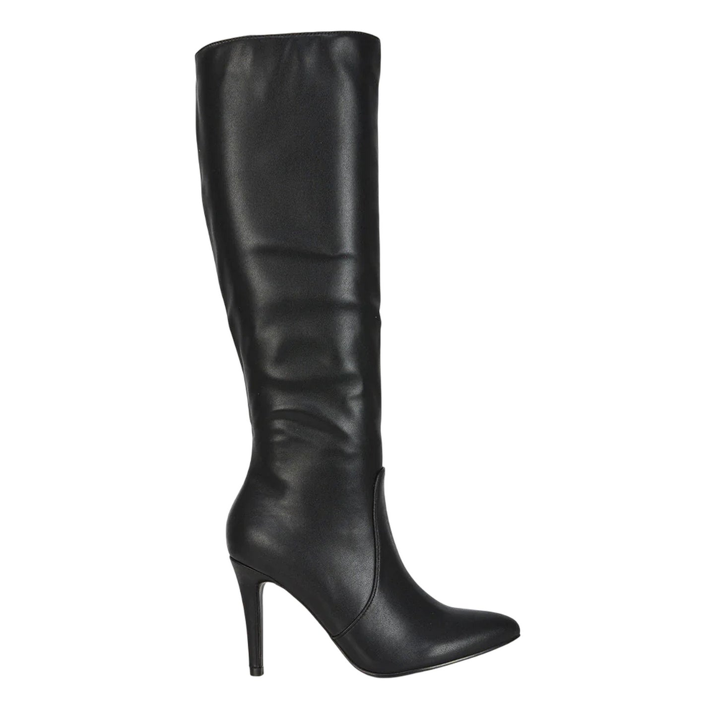 Black - Side - XY London Womens-Ladies Bree Pointed Side Zip Stiletto Heel Knee-High Boots