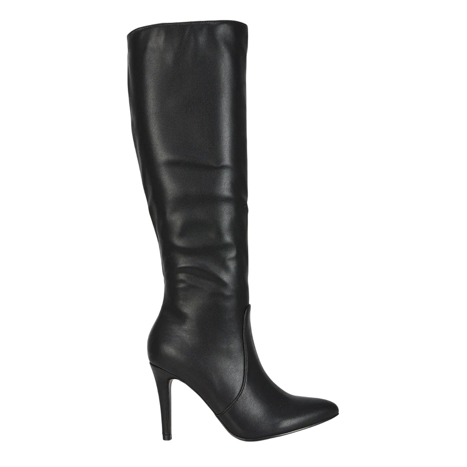 Black - Side - XY London Womens-Ladies Bree Pointed Side Zip Stiletto Heel Knee-High Boots