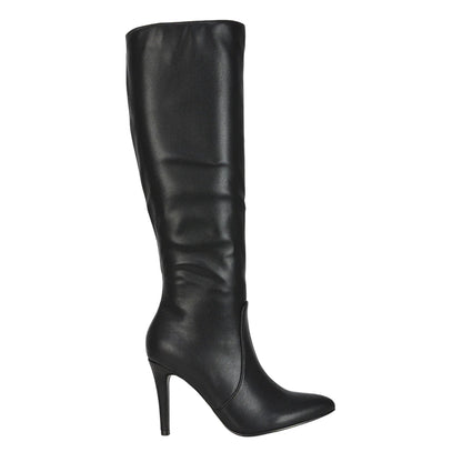 Black - Side - XY London Womens-Ladies Bree Pointed Side Zip Stiletto Heel Knee-High Boots