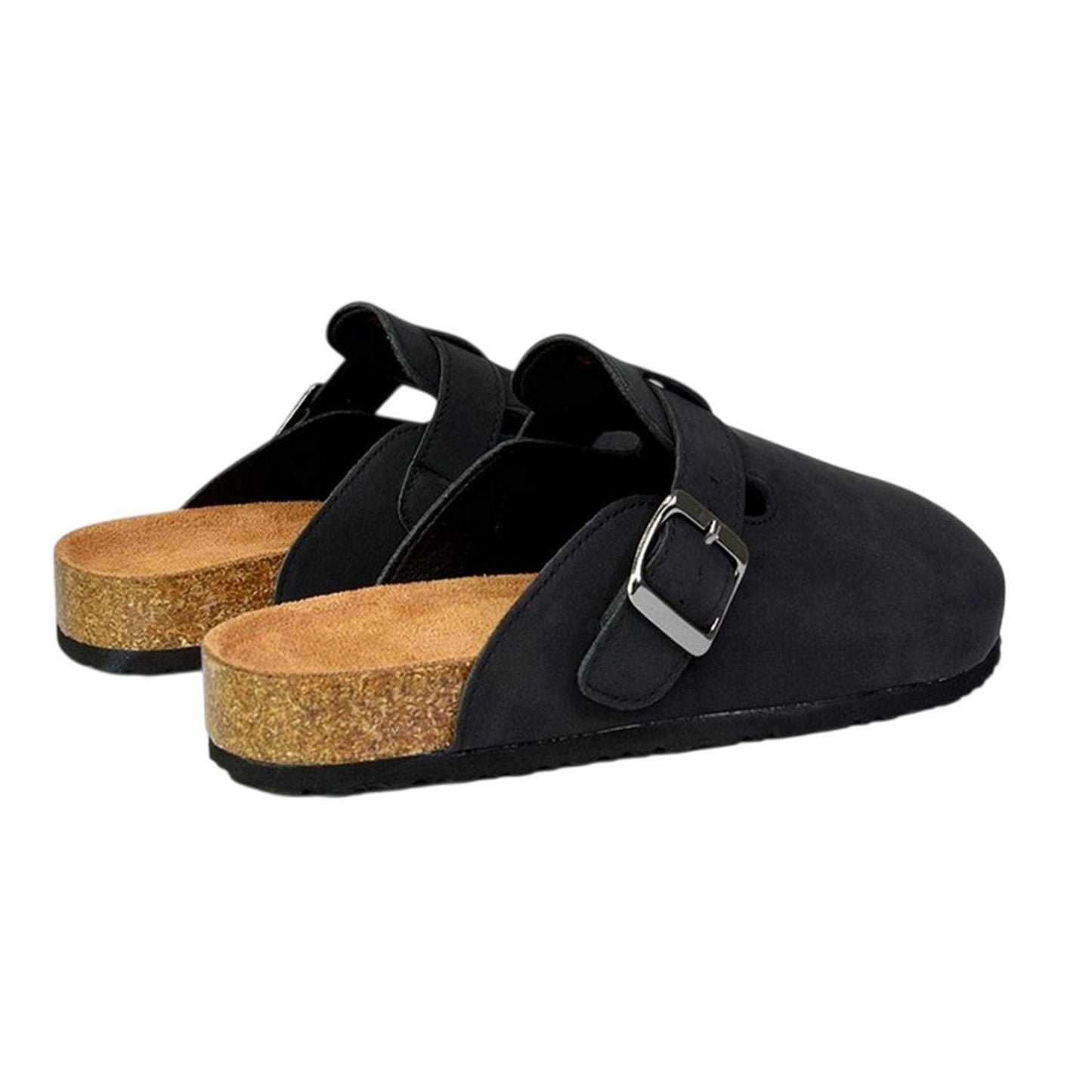 Black - Back - XY London Womens-Ladies Lucy Cork Slip-on Flat Mules
