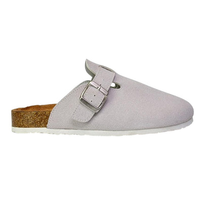 White - Side - XY London Womens-Ladies Lucy Cork Slip-on Flat Mules