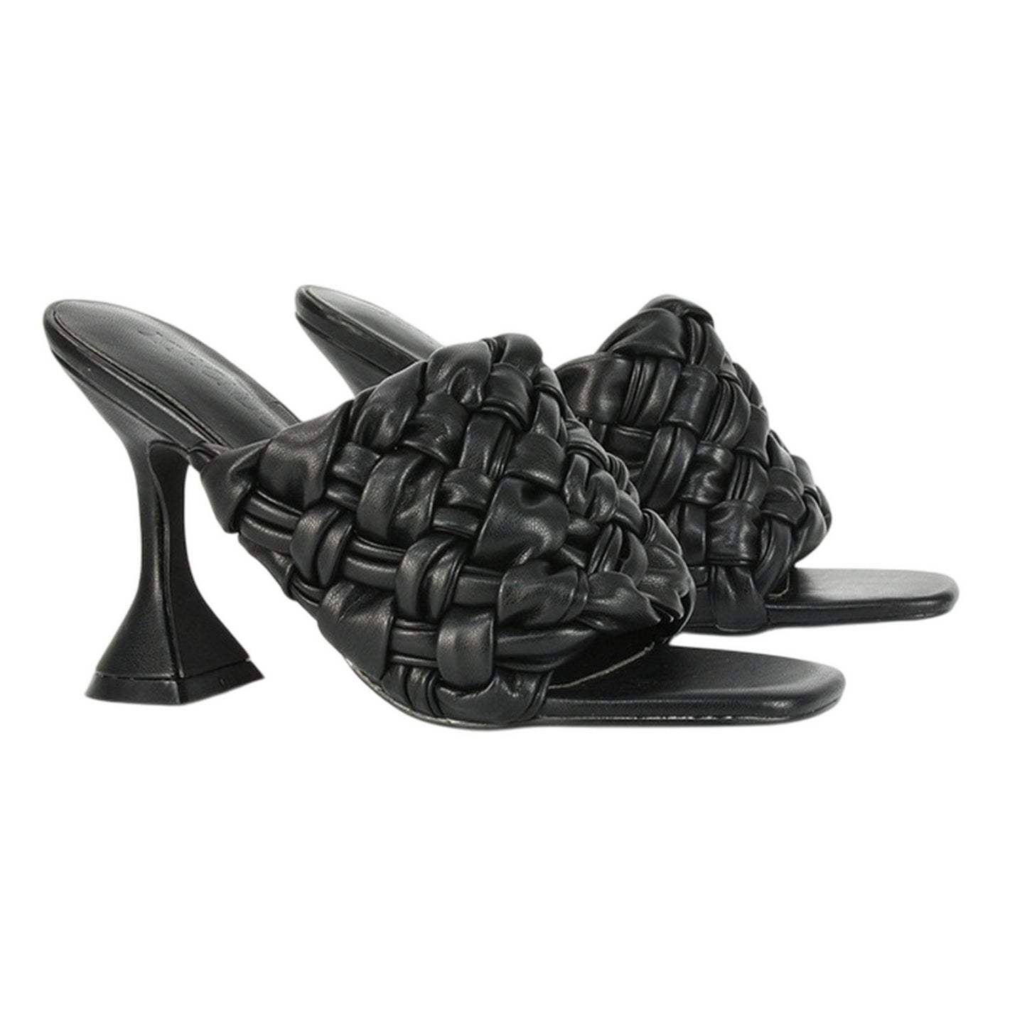 Black - Front - XY London Womens-Ladies Jaci High Heel Flared Mules