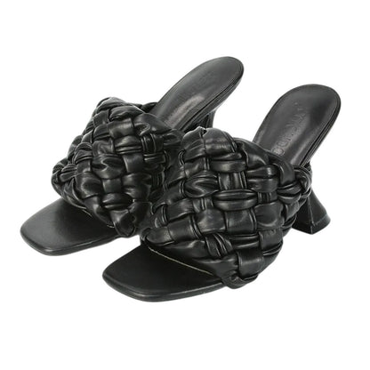 Black - Lifestyle - XY London Womens-Ladies Jaci High Heel Flared Mules