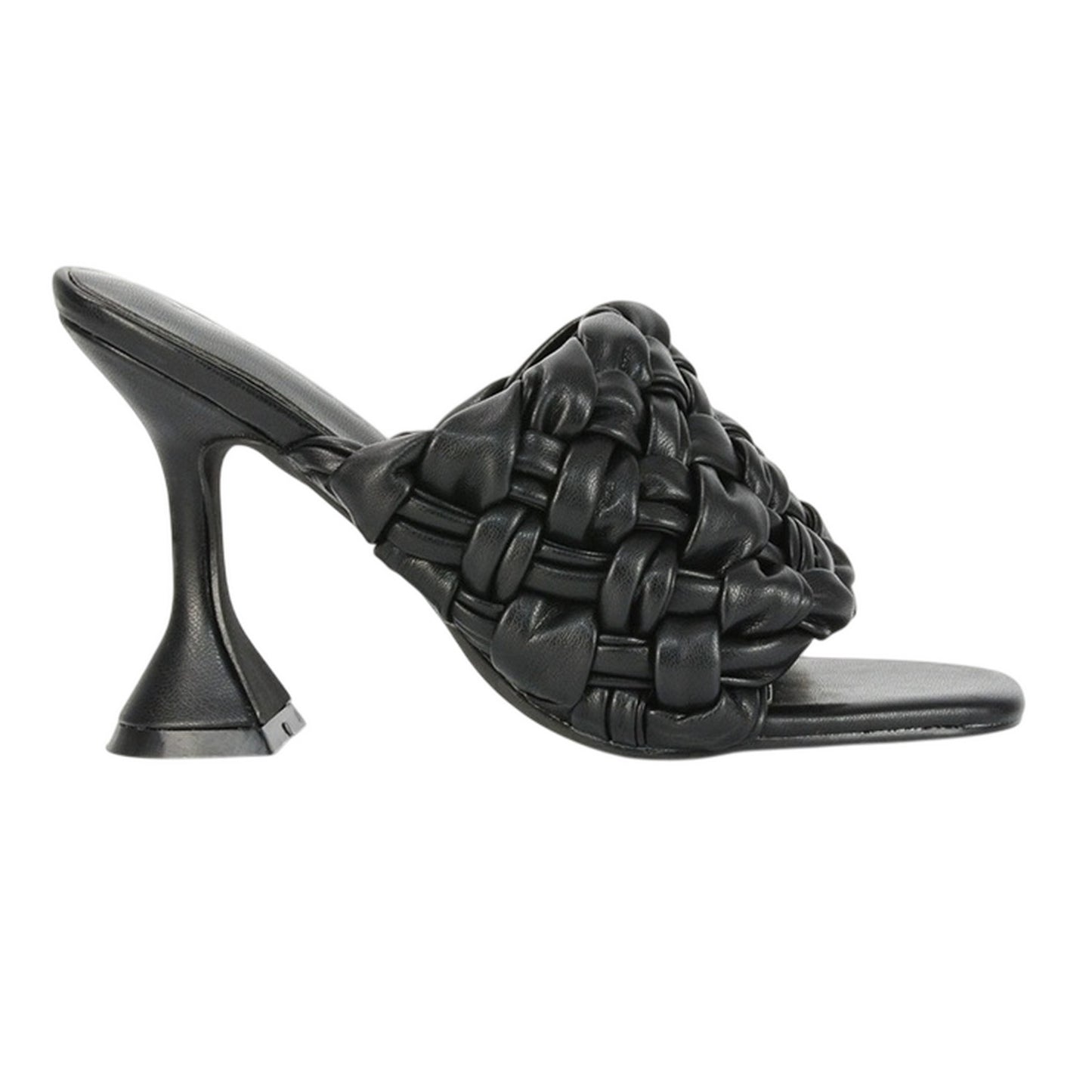 Black - Back - XY London Womens-Ladies Jaci High Heel Flared Mules