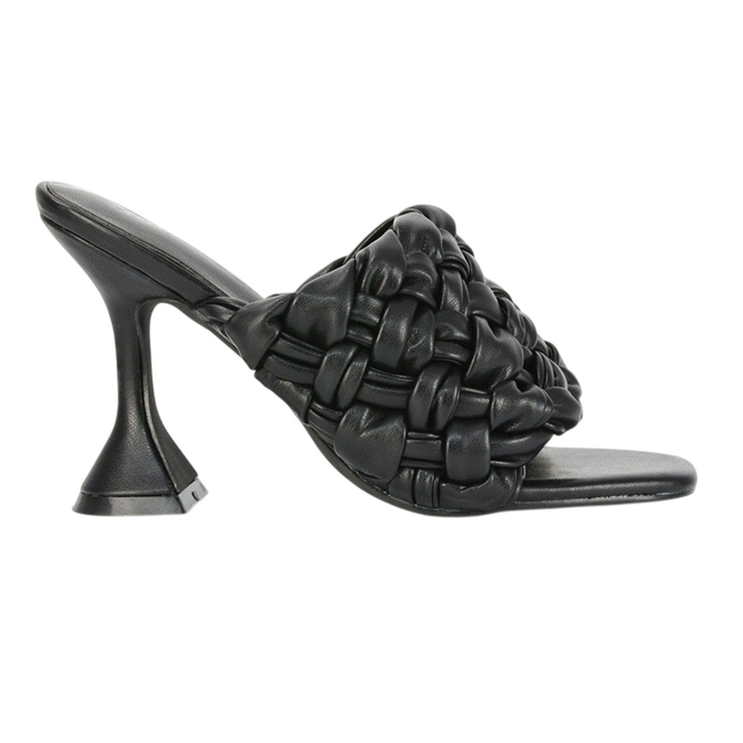 Black - Back - XY London Womens-Ladies Jaci High Heel Flared Mules