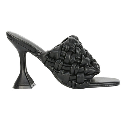 Black - Back - XY London Womens-Ladies Jaci High Heel Flared Mules