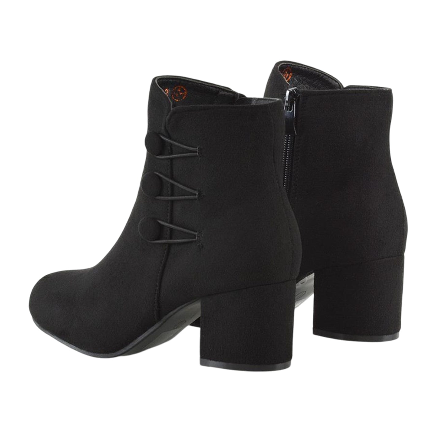 Jet Black - Back - XY London Womens-Ladies Ruth Button Ankle Boots