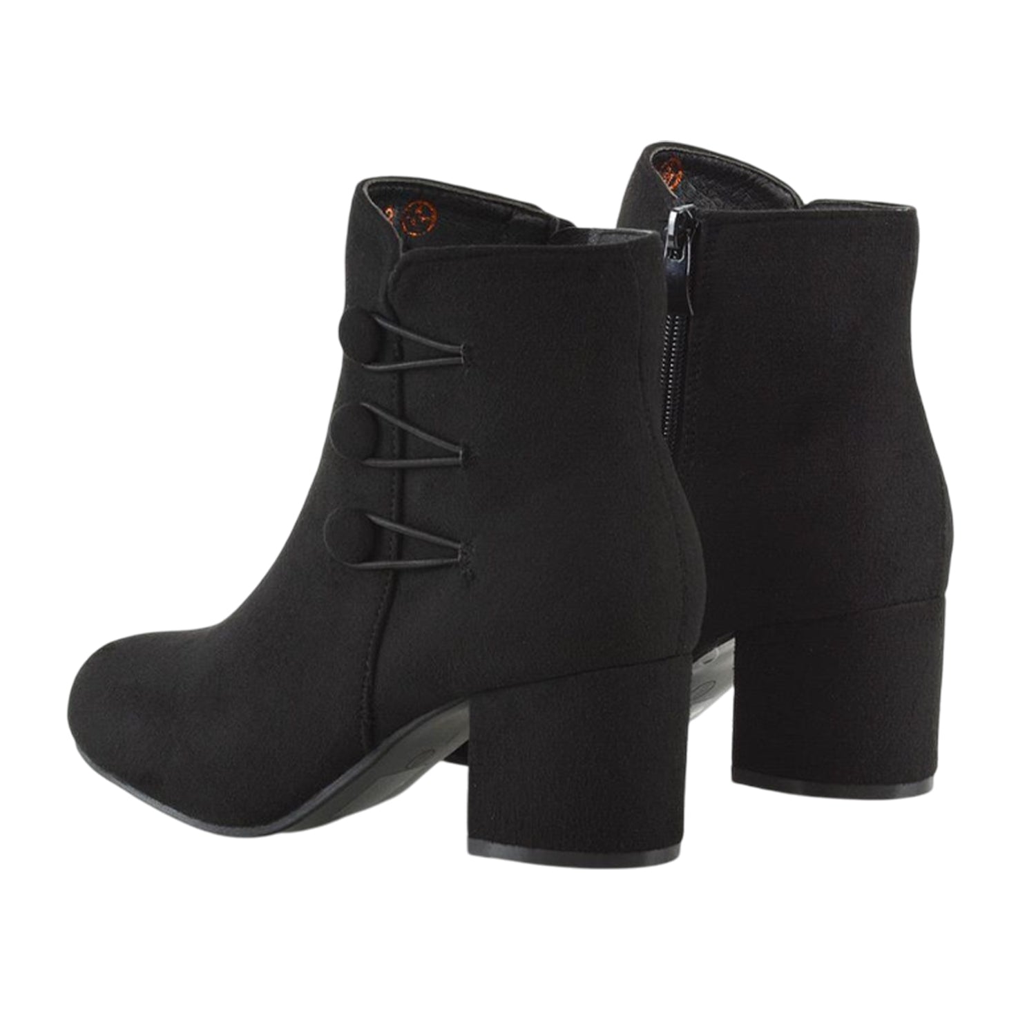 Jet Black - Back - XY London Womens-Ladies Ruth Button Ankle Boots