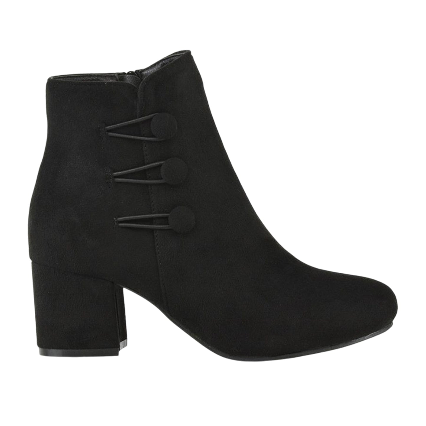 Jet Black - Side - XY London Womens-Ladies Ruth Button Ankle Boots