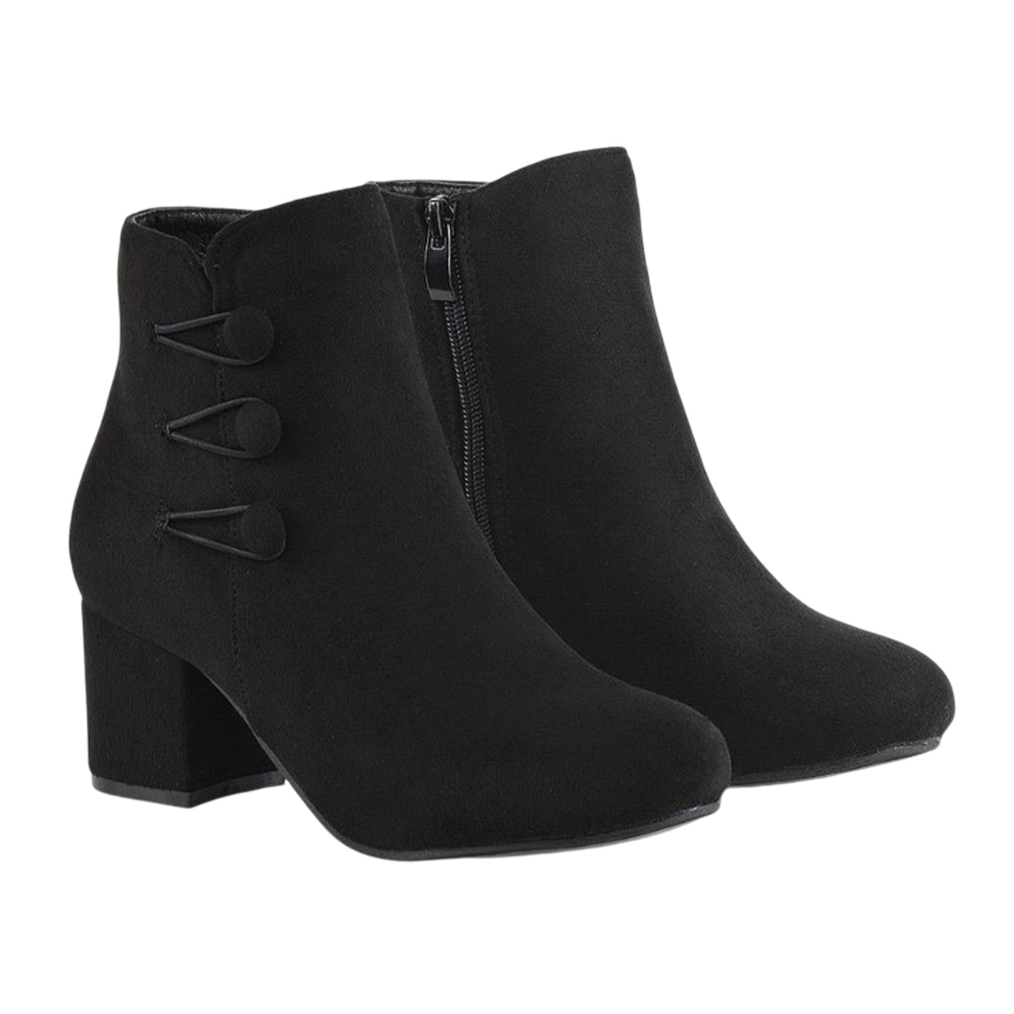 Jet Black - Front - XY London Womens-Ladies Ruth Button Ankle Boots