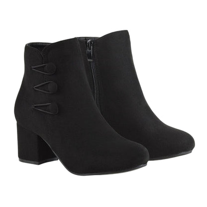 Jet Black - Front - XY London Womens-Ladies Ruth Button Ankle Boots