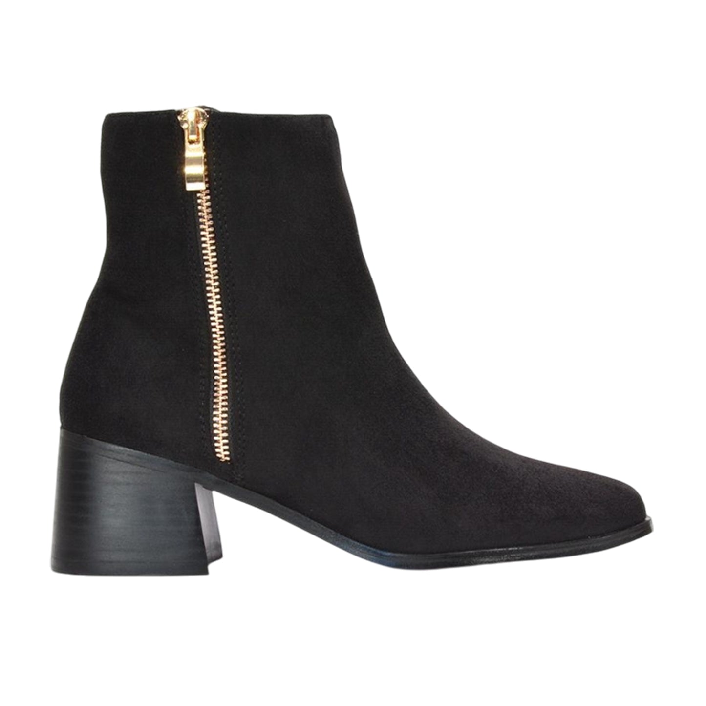 Jet Black - Side - XY London Womens-Ladies Willow Square Toe Ankle Boots