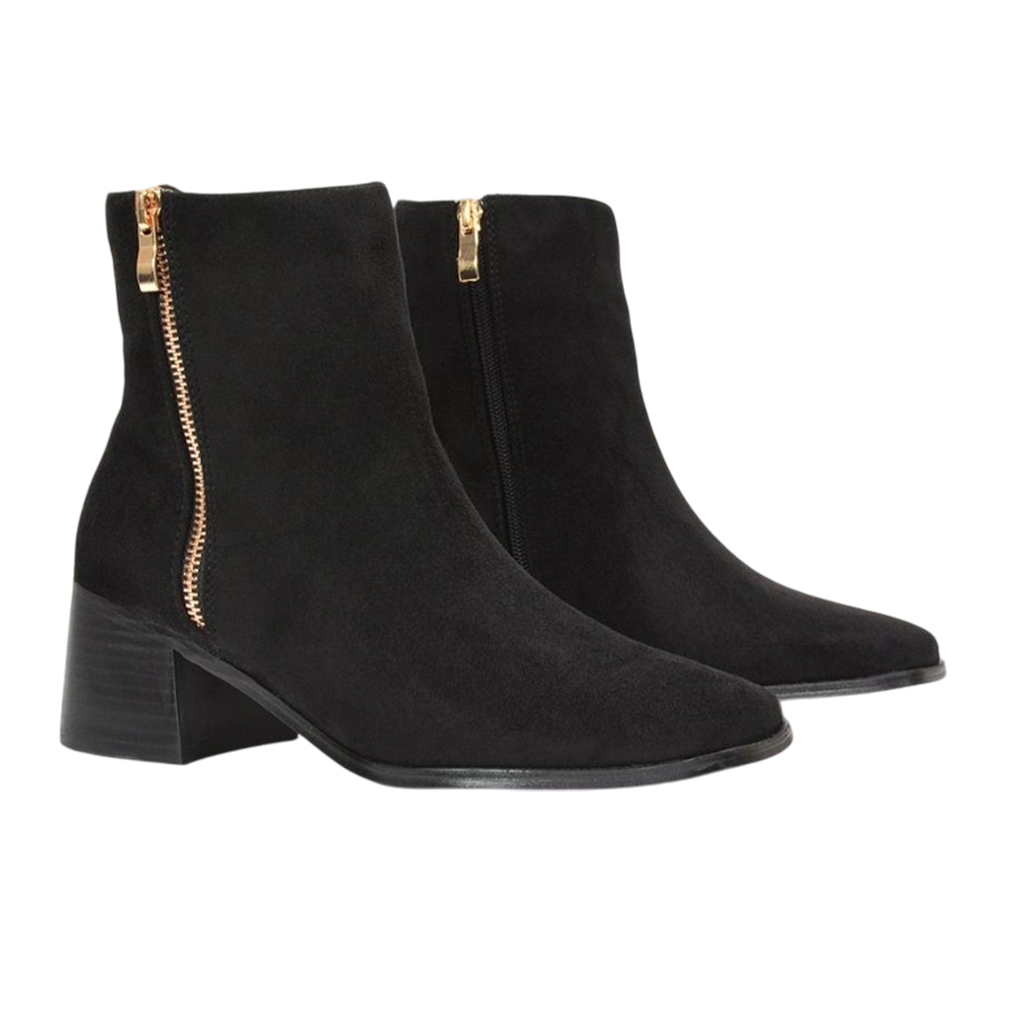 Jet Black - Pack Shot - XY London Womens-Ladies Willow Square Toe Ankle Boots
