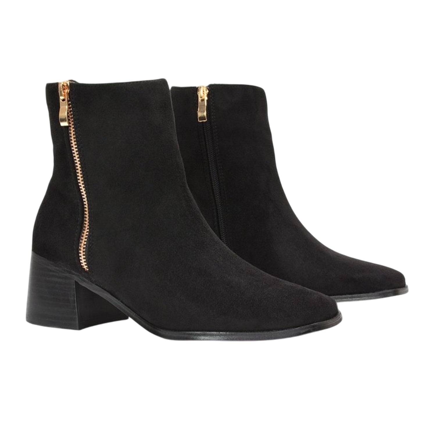Jet Black - Pack Shot - XY London Womens-Ladies Willow Square Toe Ankle Boots