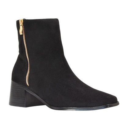Jet Black - Close up - XY London Womens-Ladies Willow Square Toe Ankle Boots