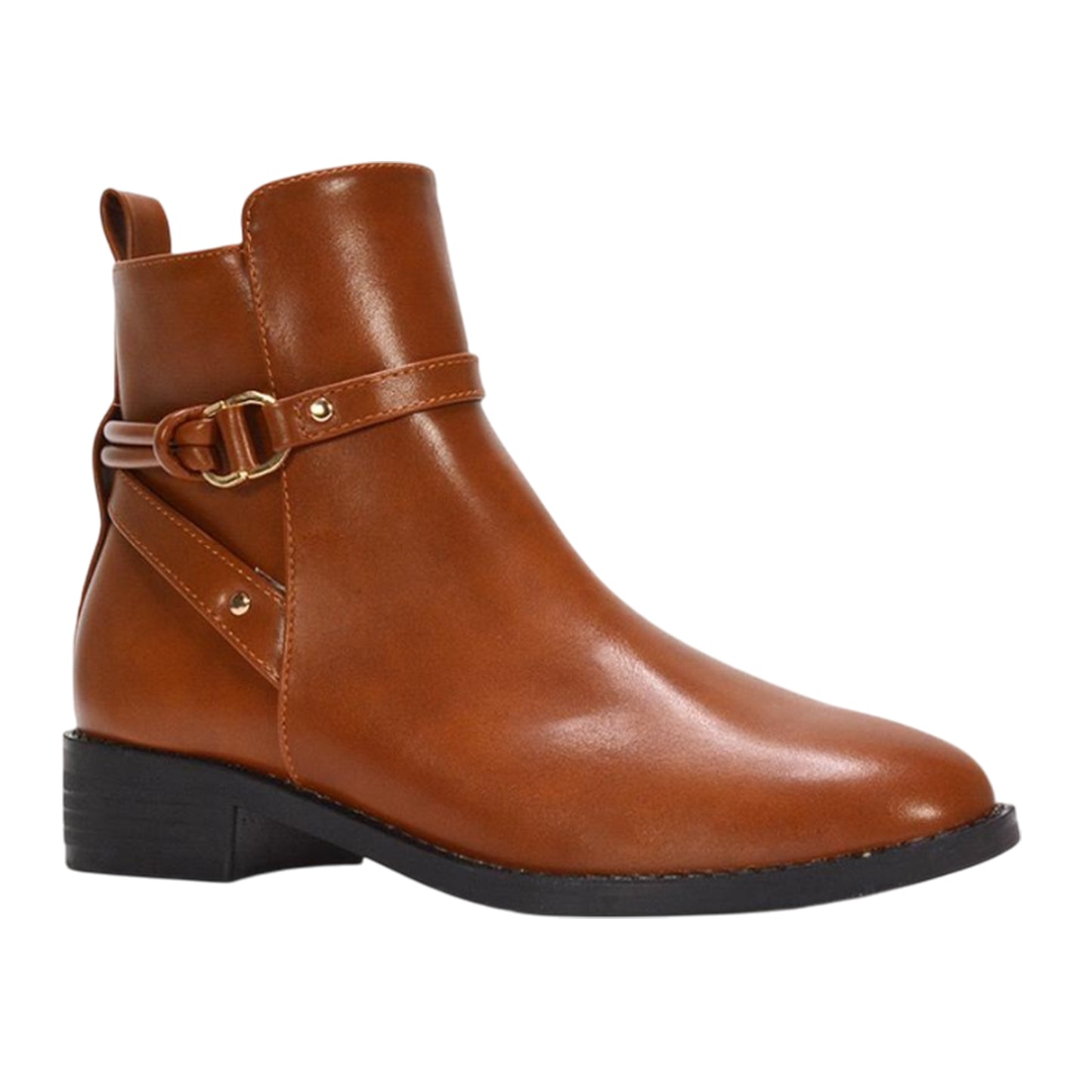 Tan - Lifestyle - XY London Womens-Ladies Mollie Low Block Heel Ankle Boots