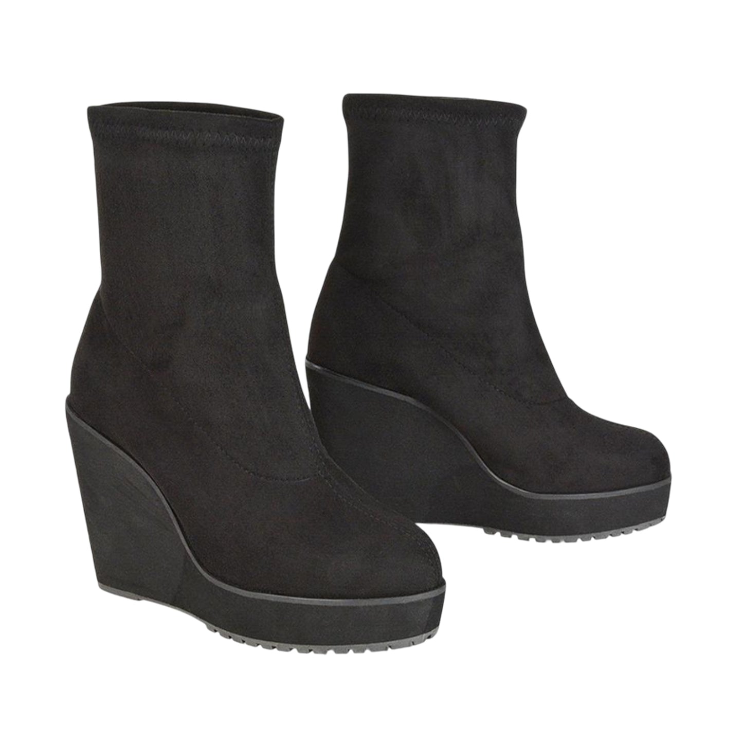 Jet Black - Lifestyle - XY London Womens-Ladies Camille Platform Wedge Sock Ankle Boots