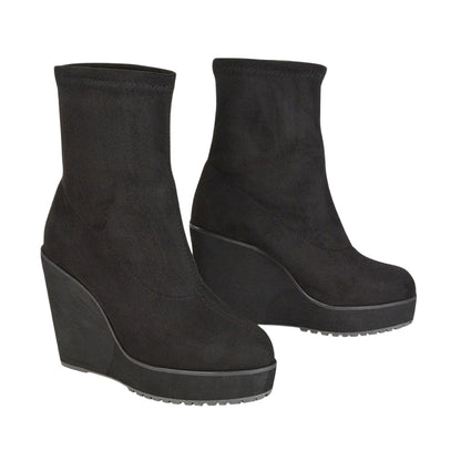 Jet Black - Lifestyle - XY London Womens-Ladies Camille Platform Wedge Sock Ankle Boots