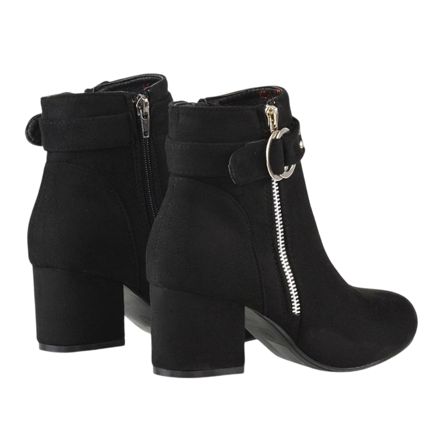 Jet Black - Back - XY London Womens-Ladies Lakesha Mid Block Heel Ankle Boots