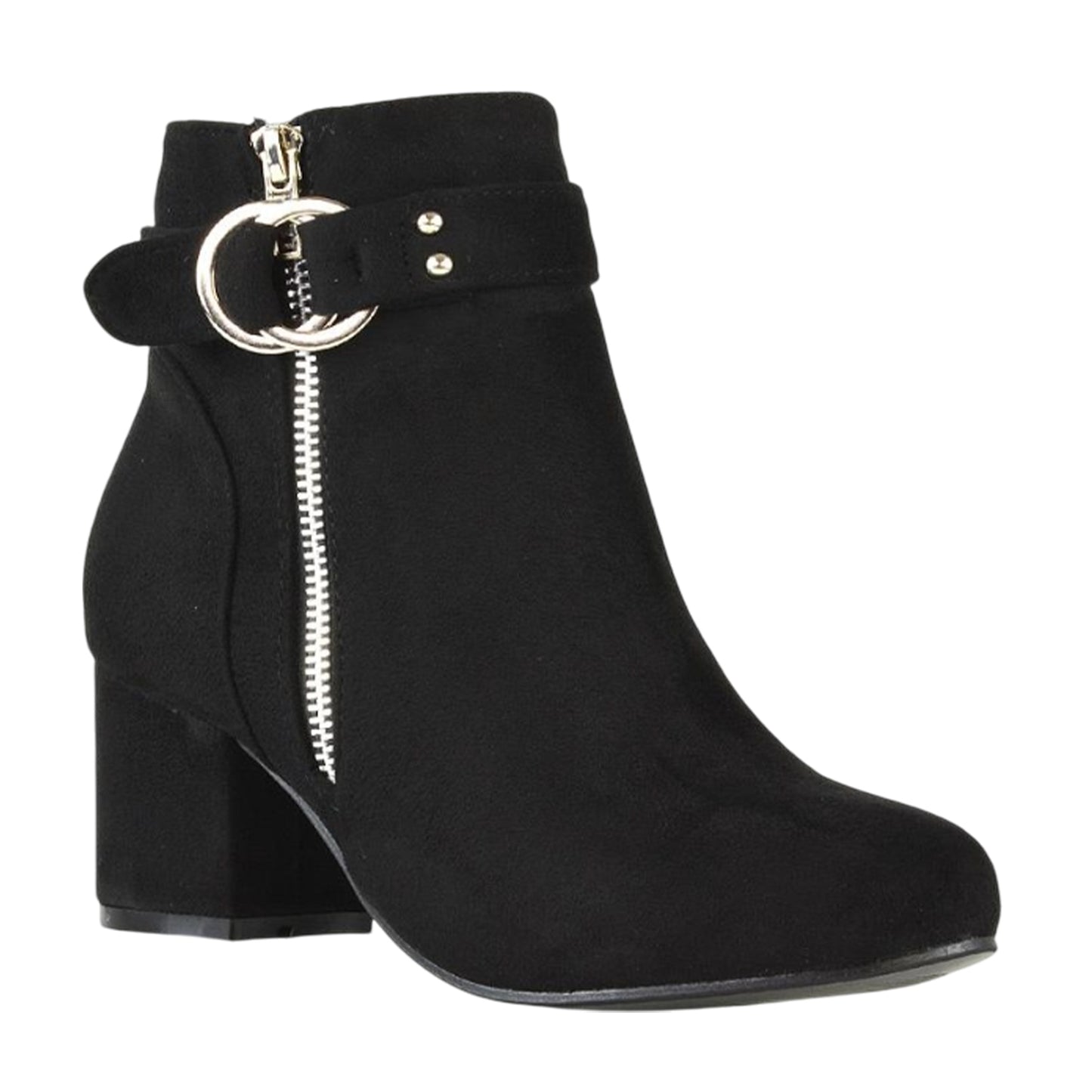 Jet Black - Lifestyle - XY London Womens-Ladies Lakesha Mid Block Heel Ankle Boots
