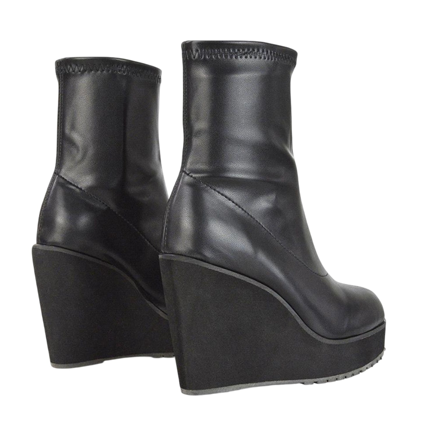 Black - Back - XY London Womens-Ladies Camille Platform Wedge Sock Ankle Boots