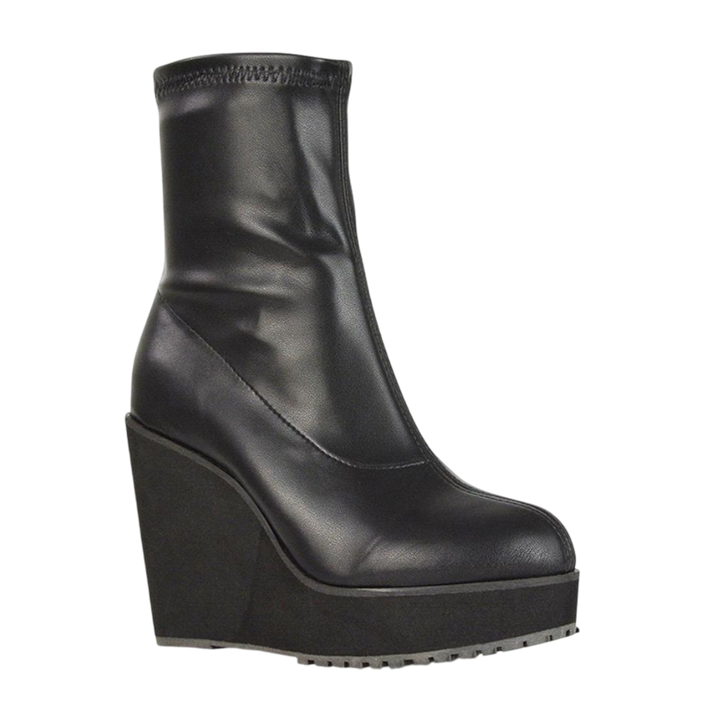 Black - Pack Shot - XY London Womens-Ladies Camille Platform Wedge Sock Ankle Boots