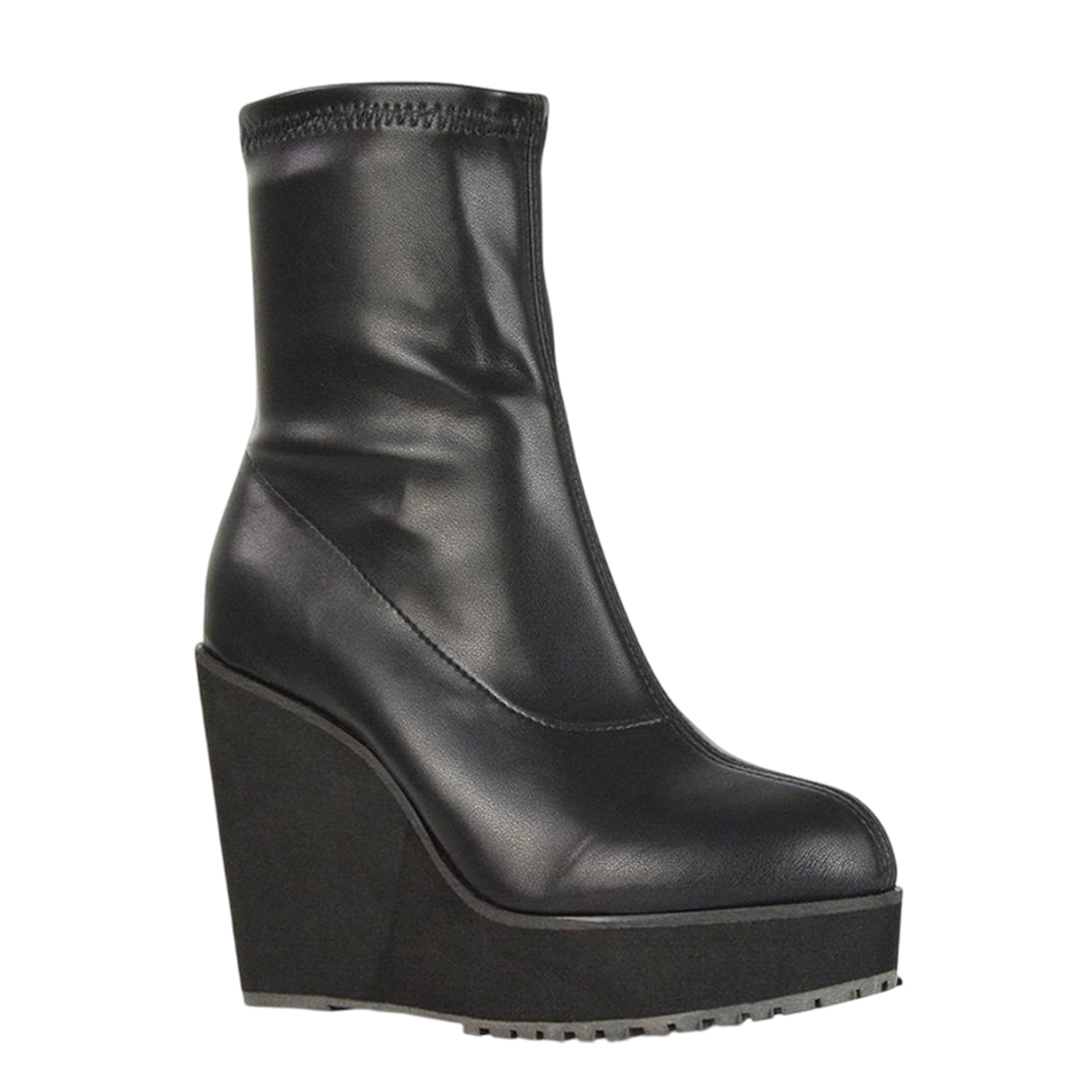 Black - Pack Shot - XY London Womens-Ladies Camille Platform Wedge Sock Ankle Boots