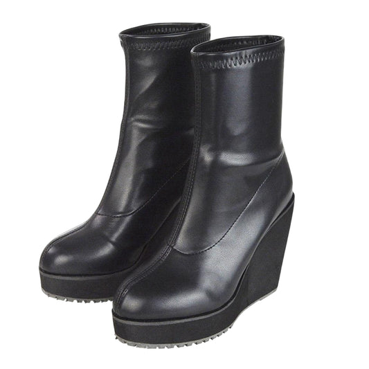 Black - Front - XY London Womens-Ladies Camille Platform Wedge Sock Ankle Boots