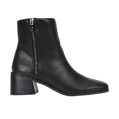 Black - Side - XY London Womens-Ladies Willow Square Toe Ankle Boots