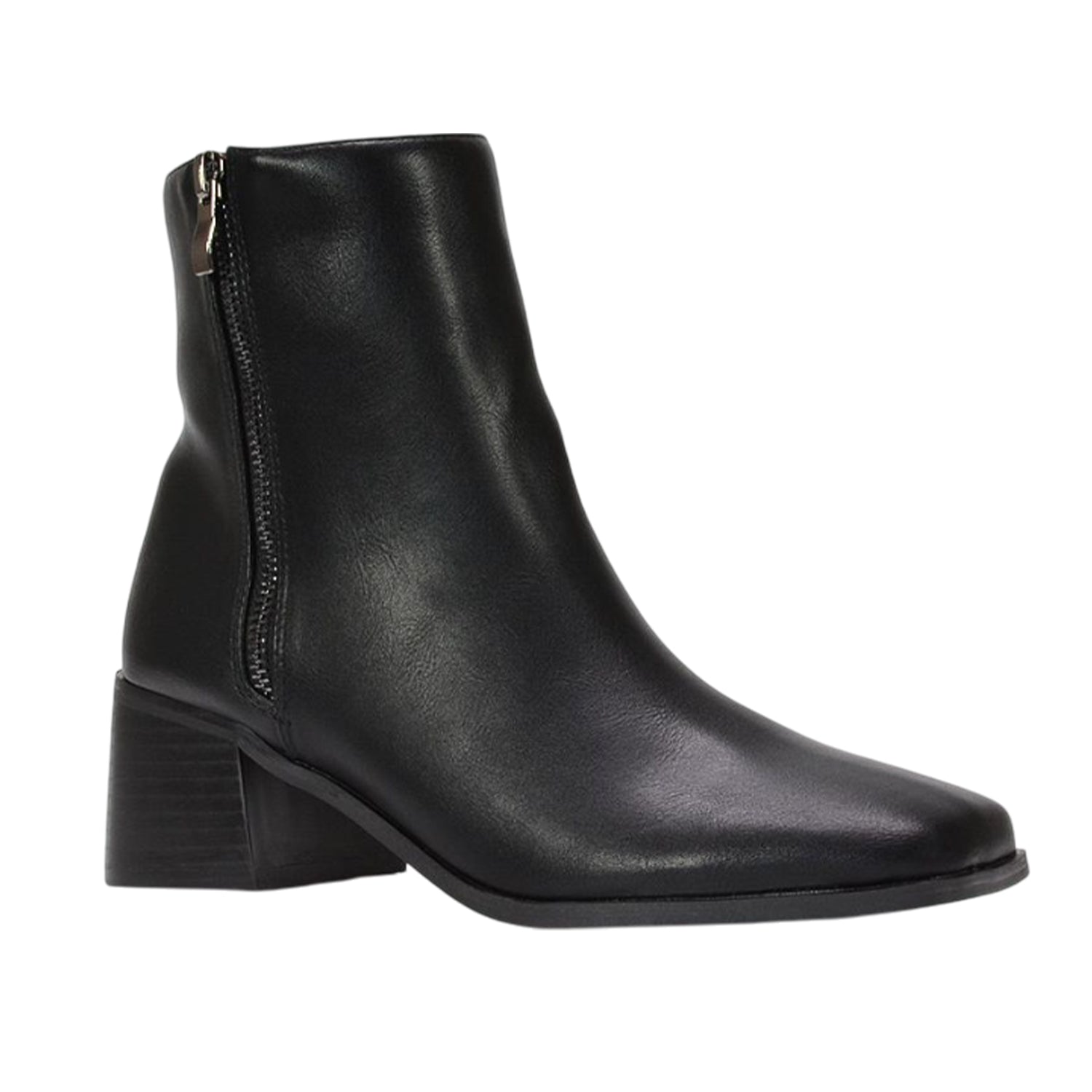 Black - Pack Shot - XY London Womens-Ladies Willow Square Toe Ankle Boots