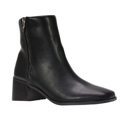 Black - Pack Shot - XY London Womens-Ladies Willow Square Toe Ankle Boots
