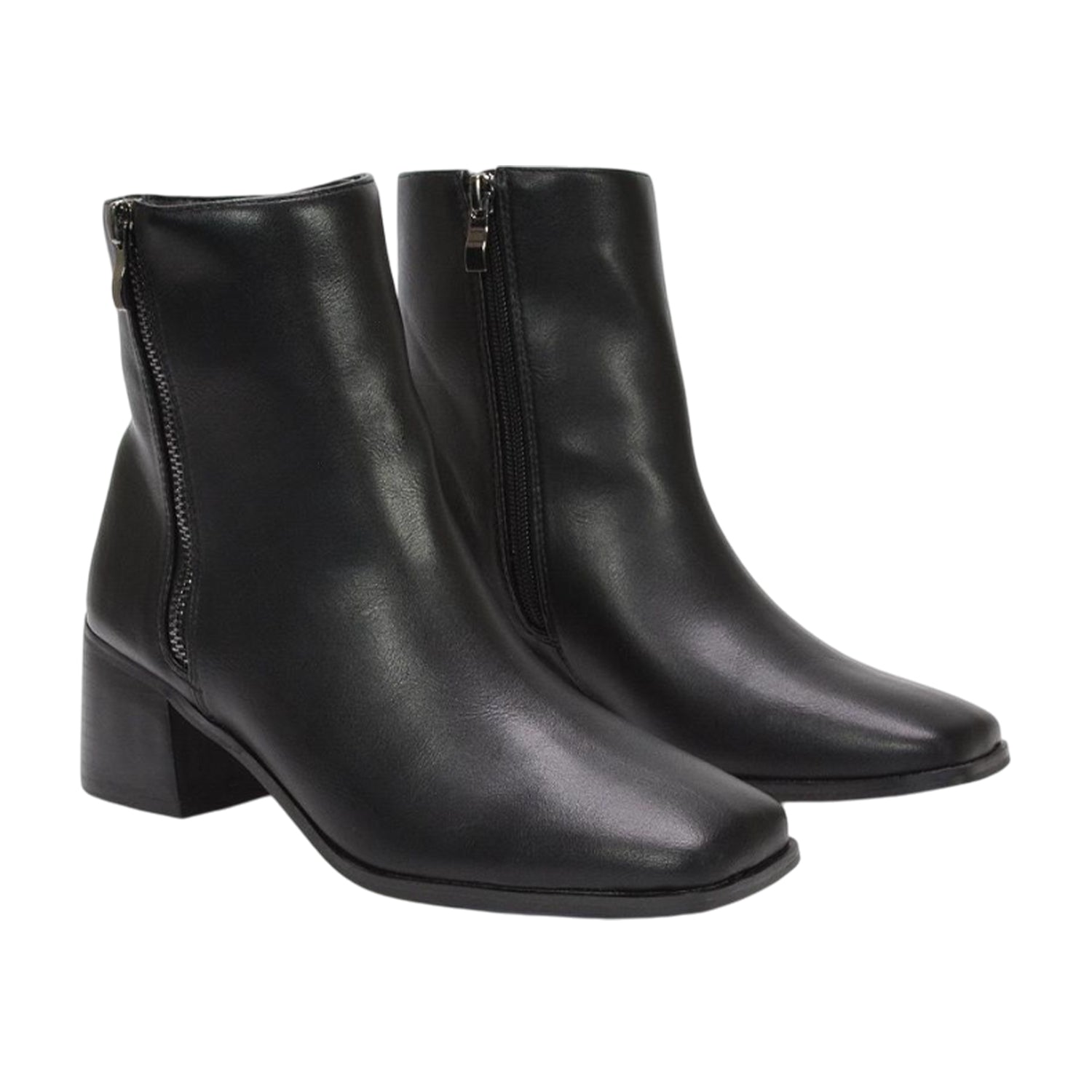 Black - Front - XY London Womens-Ladies Willow Square Toe Ankle Boots