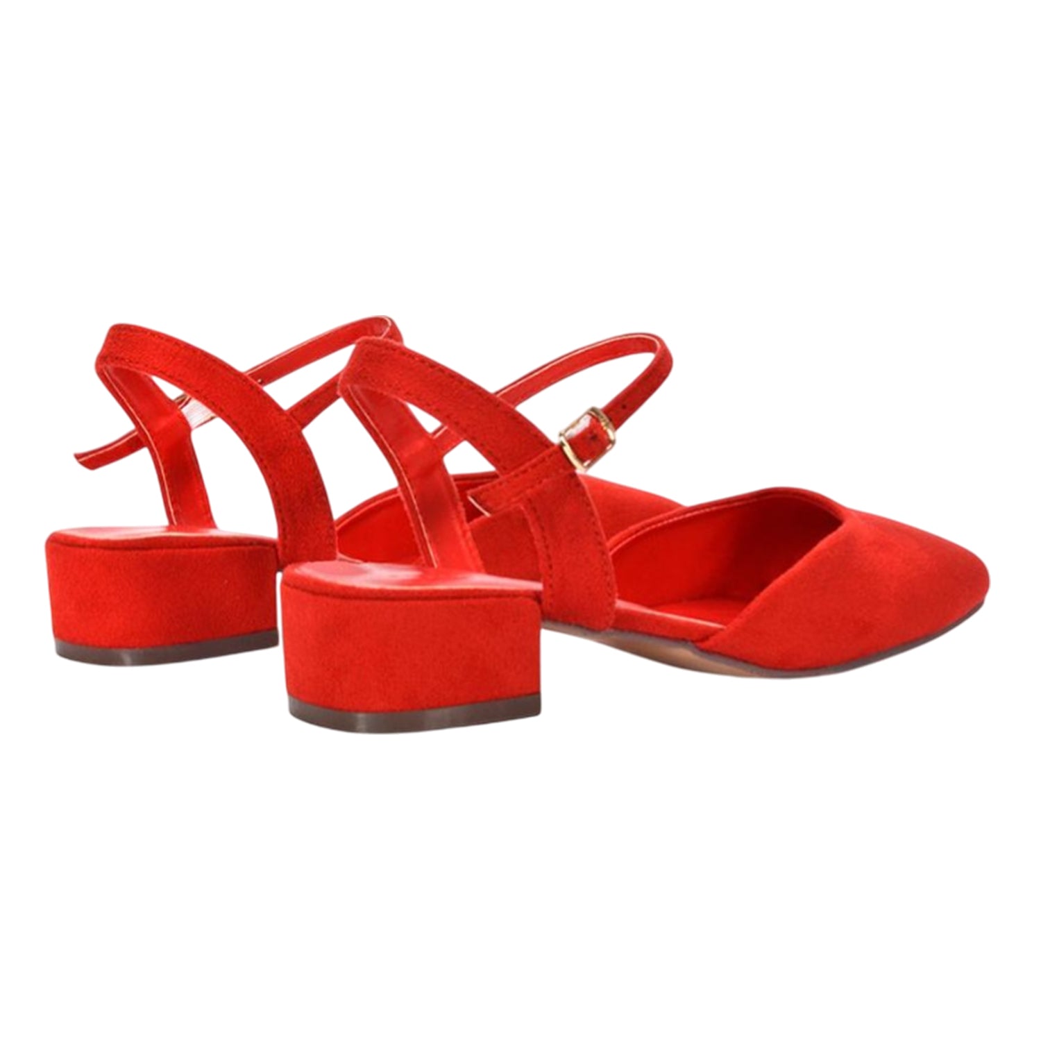 Red - Back - XY London Womens-Ladies Hilary Strappy Low Heel Court Shoes