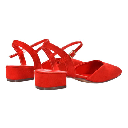 Red - Back - XY London Womens-Ladies Hilary Strappy Low Heel Court Shoes