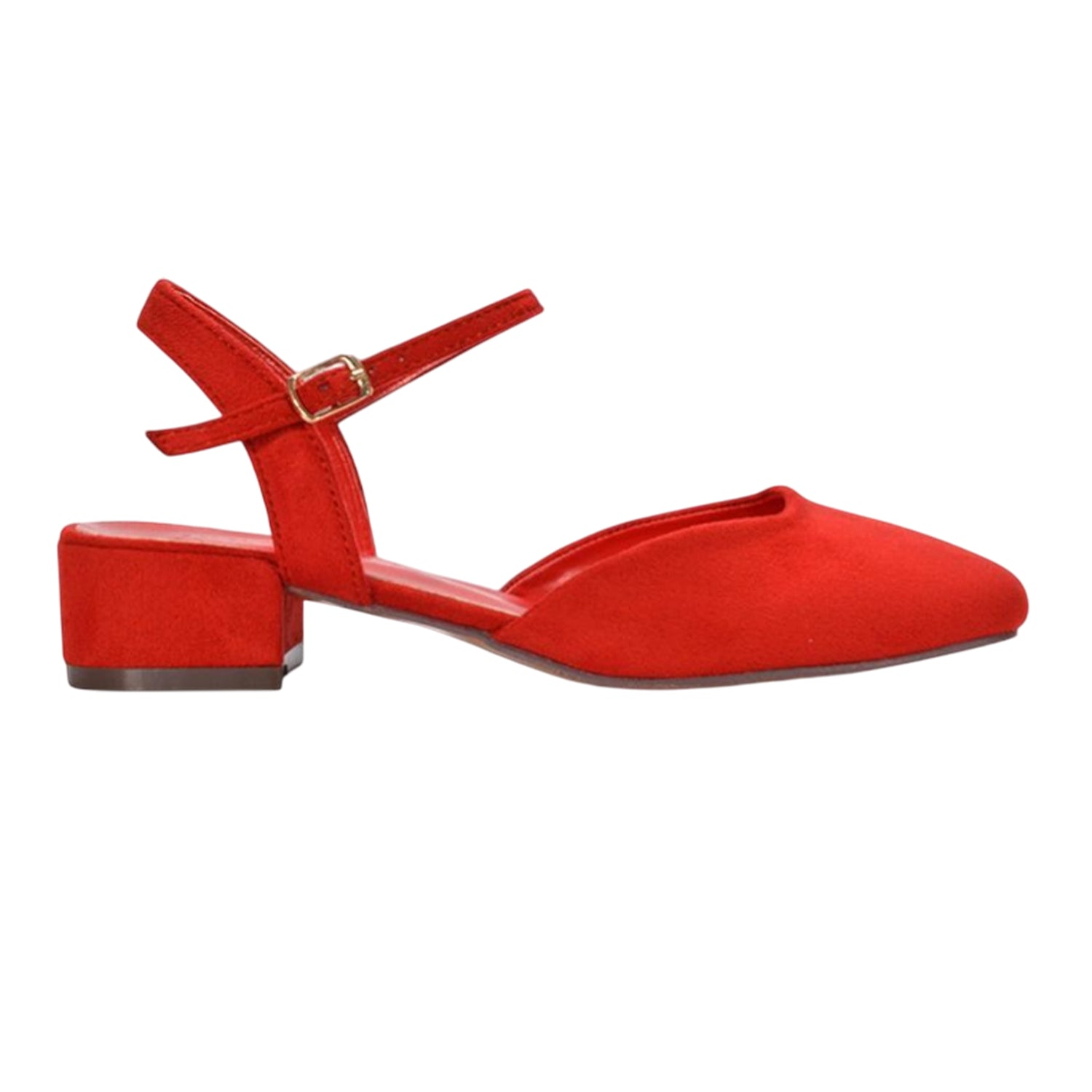 Red - Side - XY London Womens-Ladies Hilary Strappy Low Heel Court Shoes