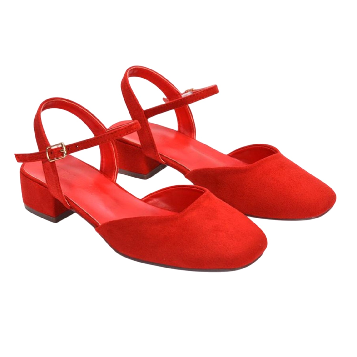 Red - Pack Shot - XY London Womens-Ladies Hilary Strappy Low Heel Court Shoes