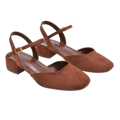 Brown - Lifestyle - XY London Womens-Ladies Hilary Strappy Low Heel Court Shoes