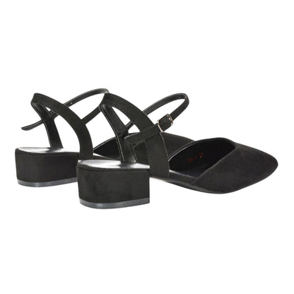 Jet Black - Back - XY London Womens-Ladies Hilary Strappy Low Heel Court Shoes