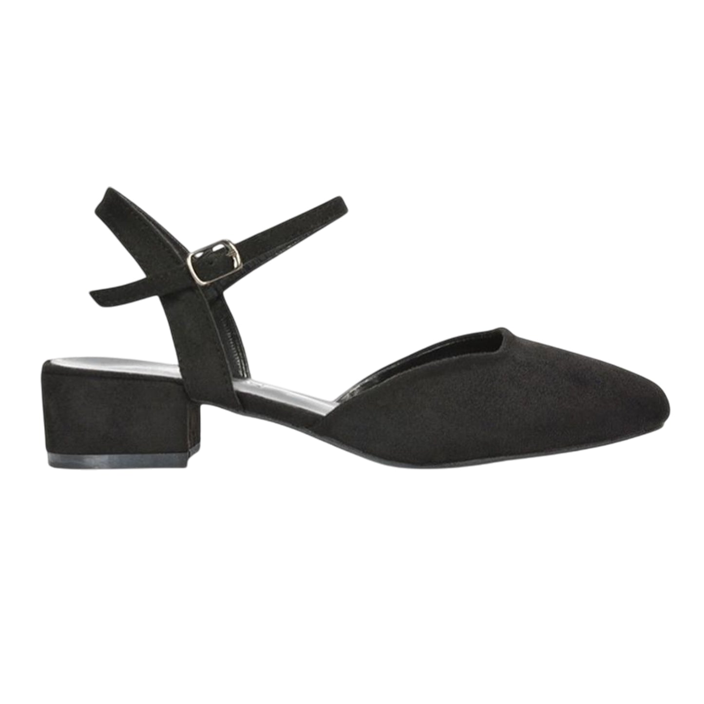 Jet Black - Side - XY London Womens-Ladies Hilary Strappy Low Heel Court Shoes